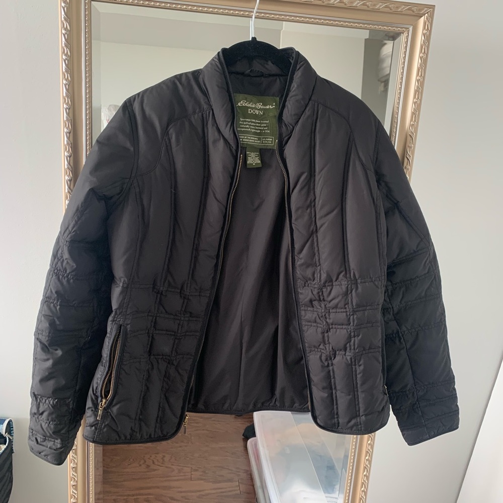Eddie Bauer Quilted Goose Down Jacket Black